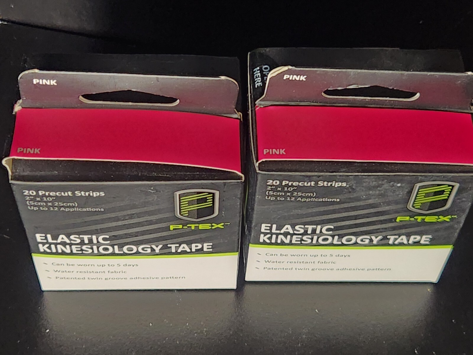 2 PACK – P-TEX ELASTIC KINESIOLOGY TAPE 20-2″ X 10″ STRIPS/ Color PINK