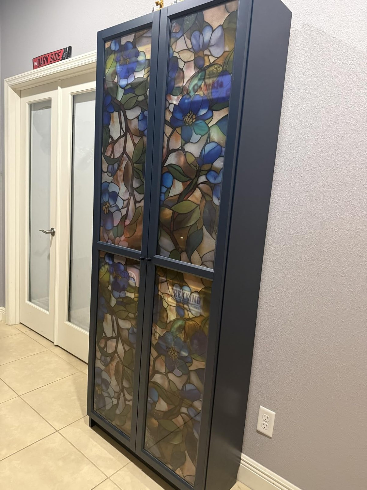 Stained Glass Window Film Floral Privacy Static Cling UV Heat Control 24×36, New