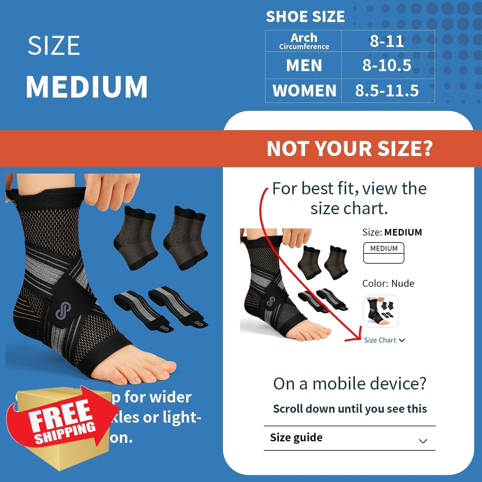 PAPLUS Ankle Braces Nude Medium 2 Pair