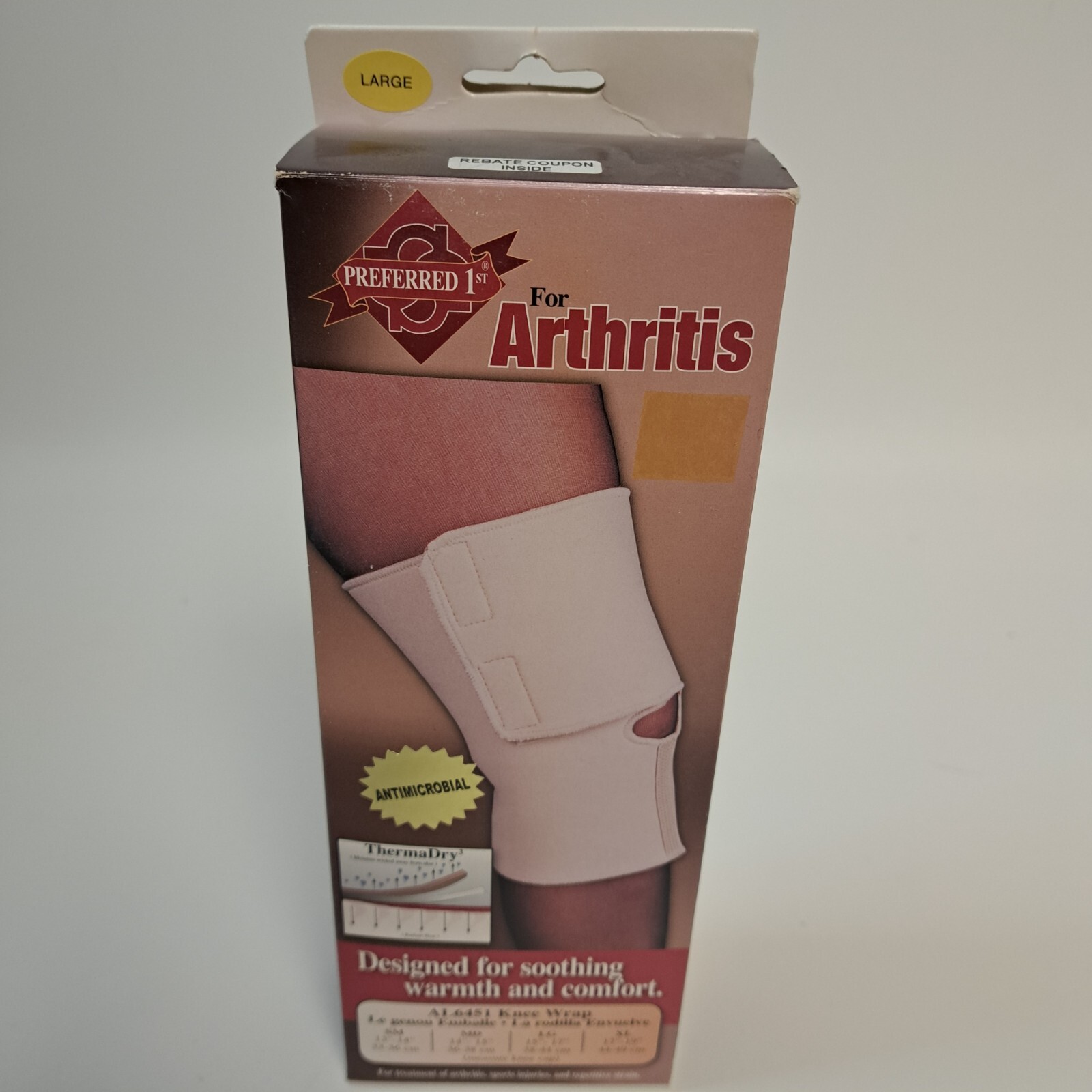 LARGE 15″-17″ ThermalDry 3-Layers Support Knee Wrap Brace Arthritis Pain Relief