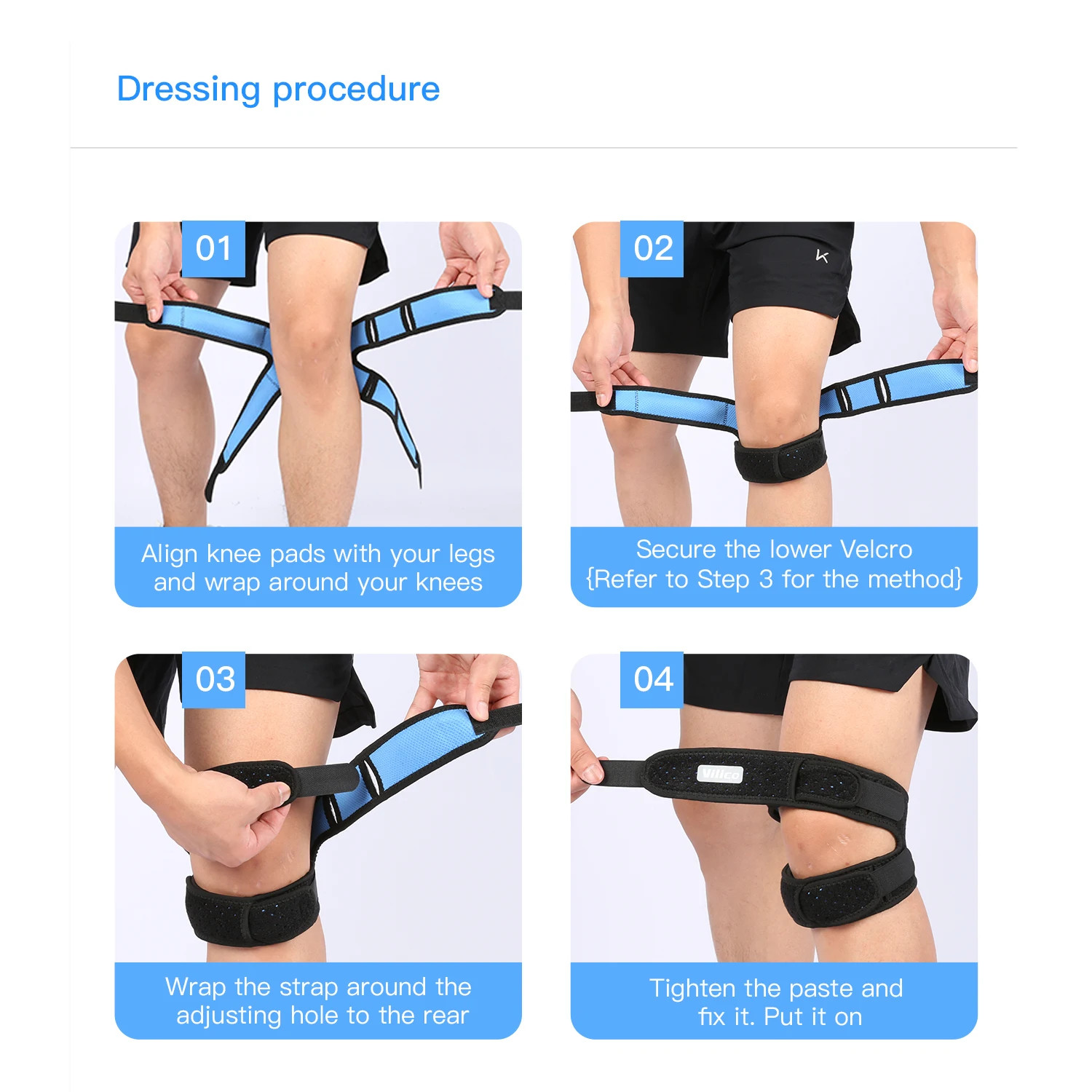 1/2Piece Patellar Tendon Support Strap Adjustable Knee Strap for Exercise Runnin