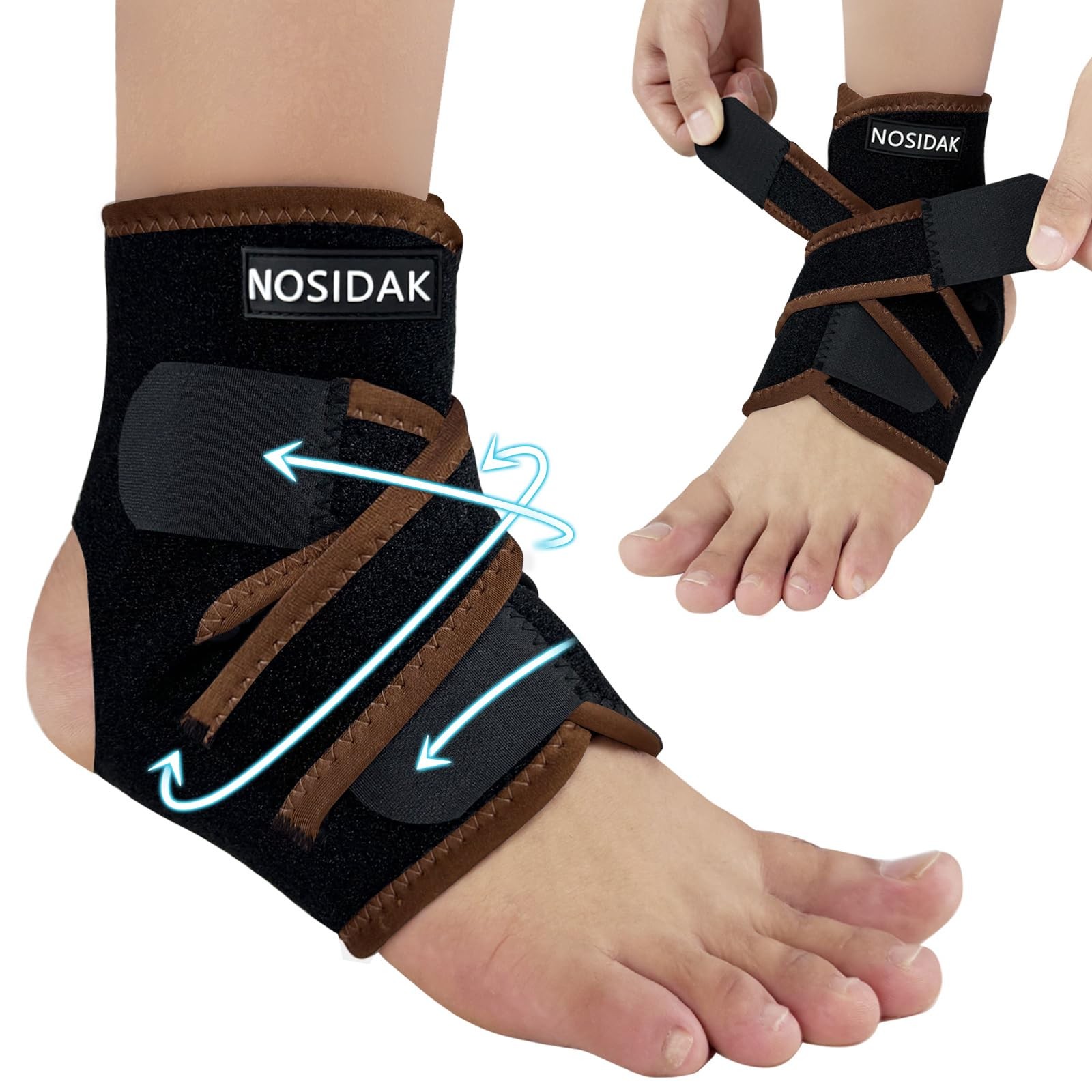 Copper Ankle Brace Wrap for Sprained Ankle Plantar Fasciitis Arch Support