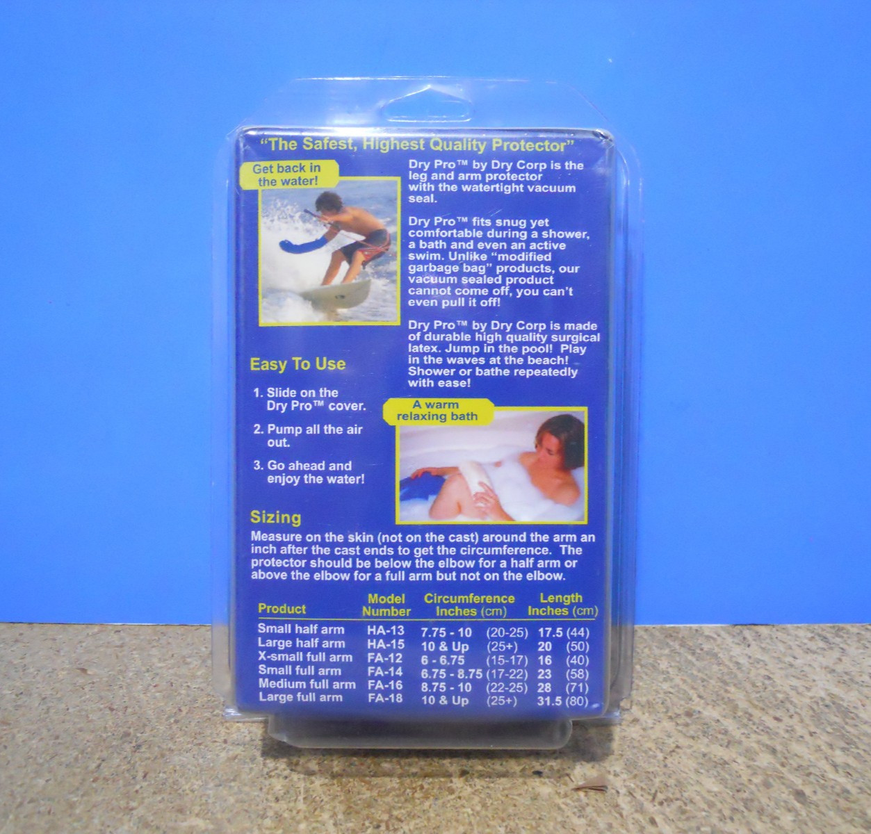 DryPro Waterproof Arm Protector Sleeve Large Full Arm FA-18 Vacuum Sealed USA