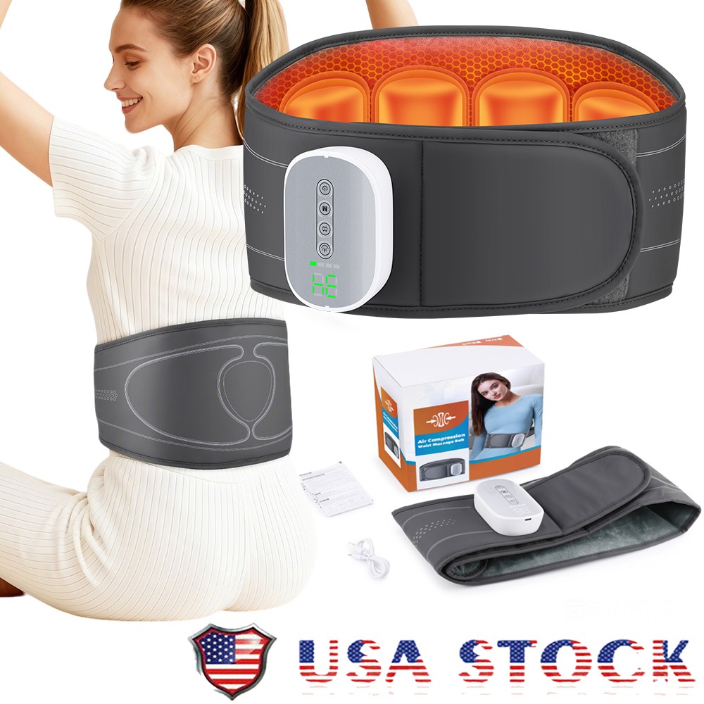 Electric Lower Back Massager for Pain Relief Heated Airbag Waist Lumbar Belt US