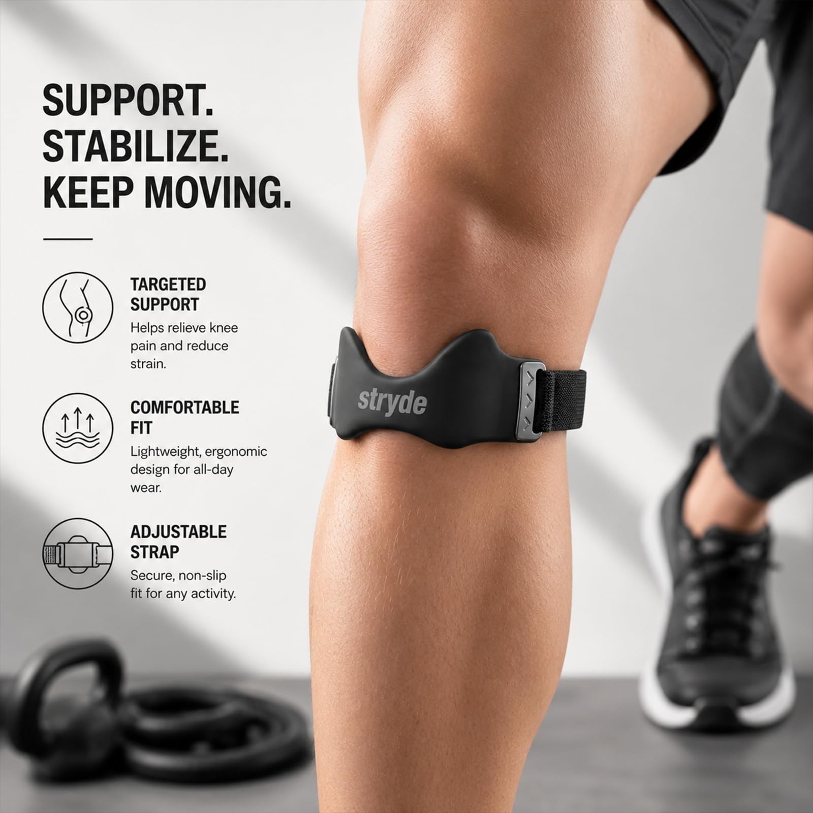 Stryde Precision Knee Strap – Premium Stryde Knee Strap with Silicone Lock-Po…
