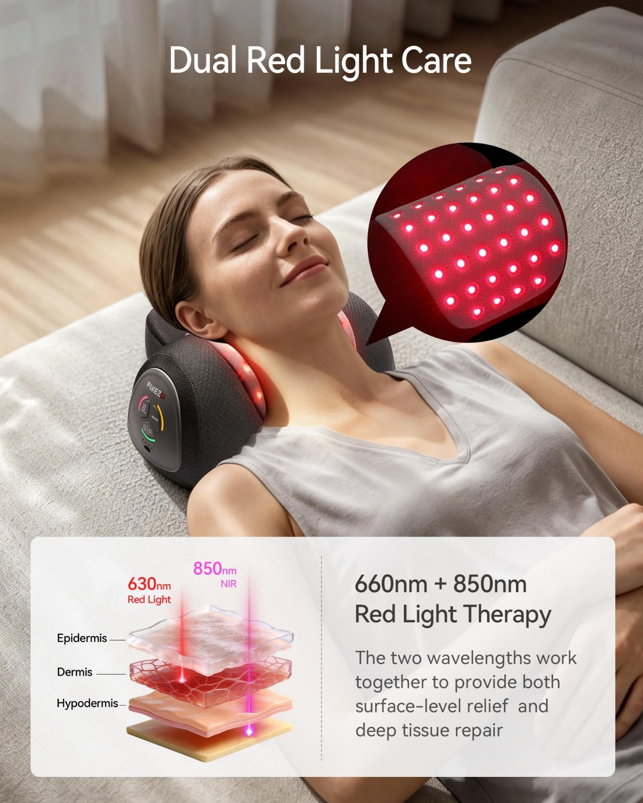 Heated Cervical Traction Device with Red Light Therapy & Massage | Neck Stretche