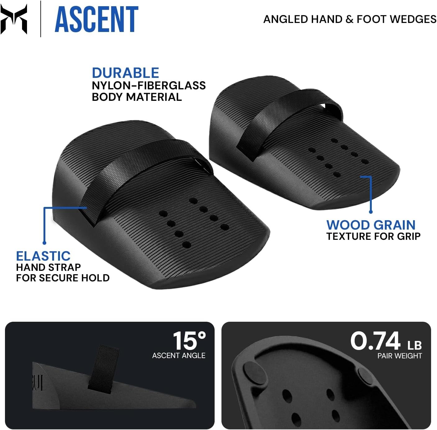 ASCENT – Push Up Wedges for Wrist Support & Heel Elevated Squats | 15° angled