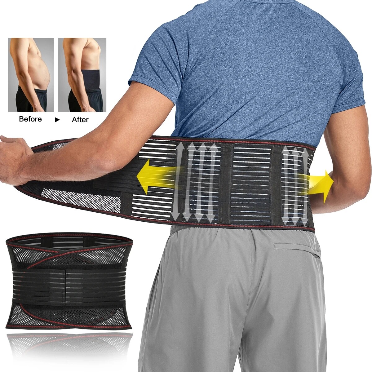 Men Women Lumbar Support Belt Orthopedic Back Brace for Lower Back Pain Relif US