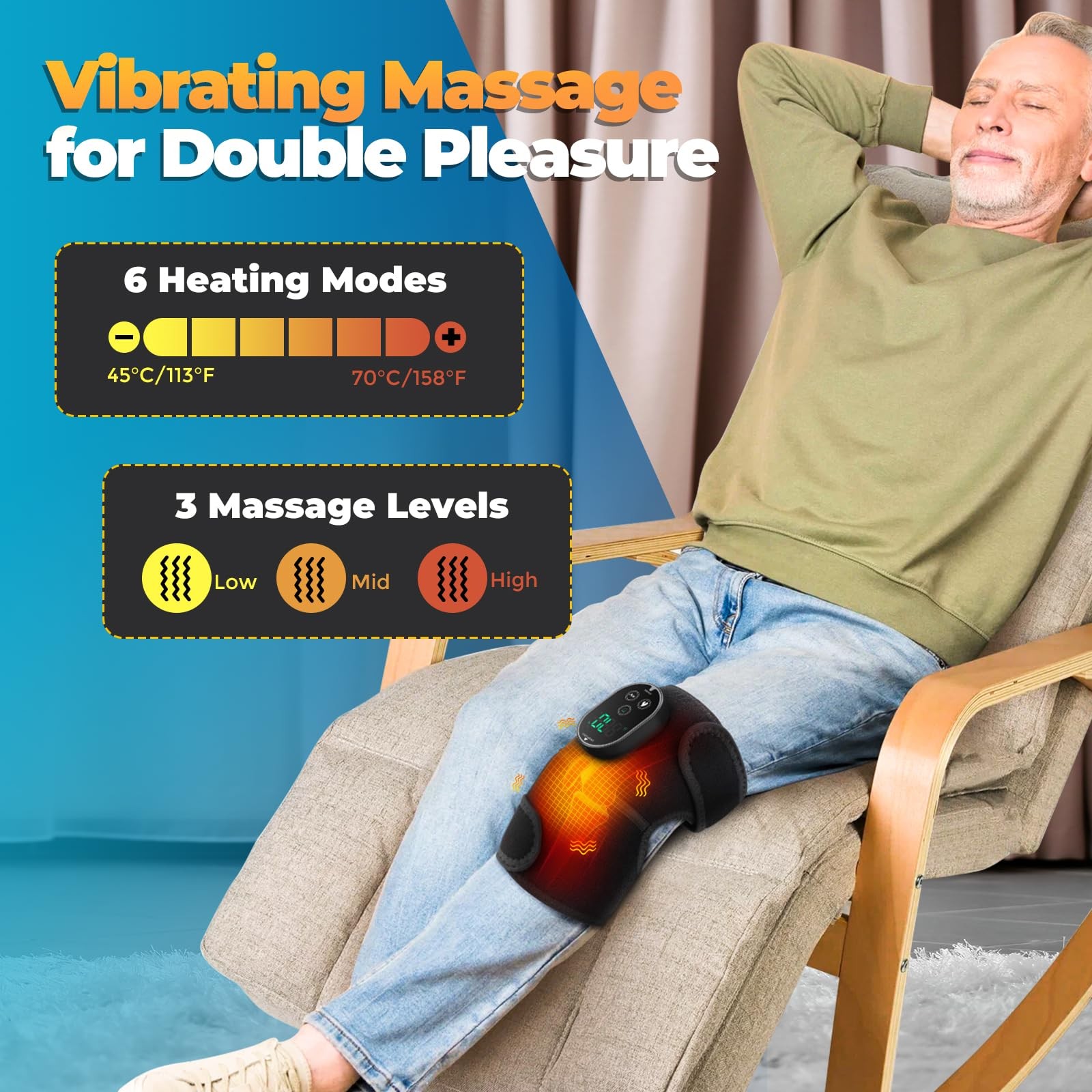 Cordless Heated Knee Massager w/ Vibration, FSA/HSA Eligible Knee Brace