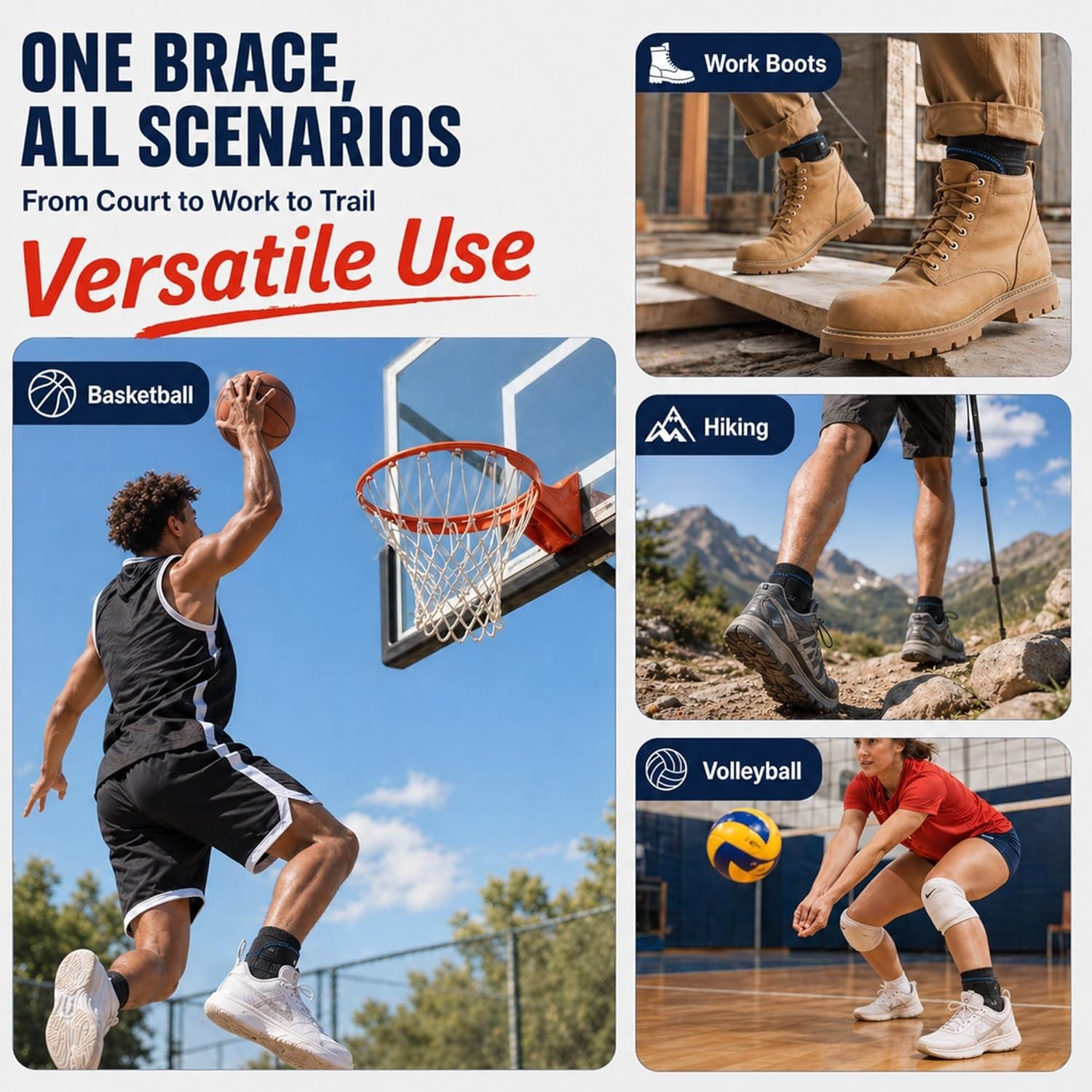 Ankle Brace for Sprain & Sports – 3-Point Support System, No Pressure Comfort Ev