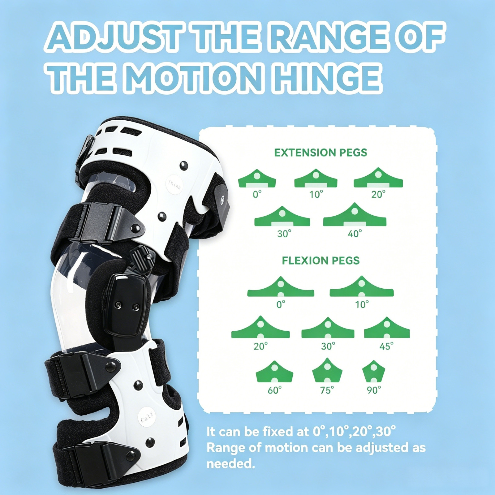 Osteoarthritis unloading brace, adjustable for decompression up and down stairs