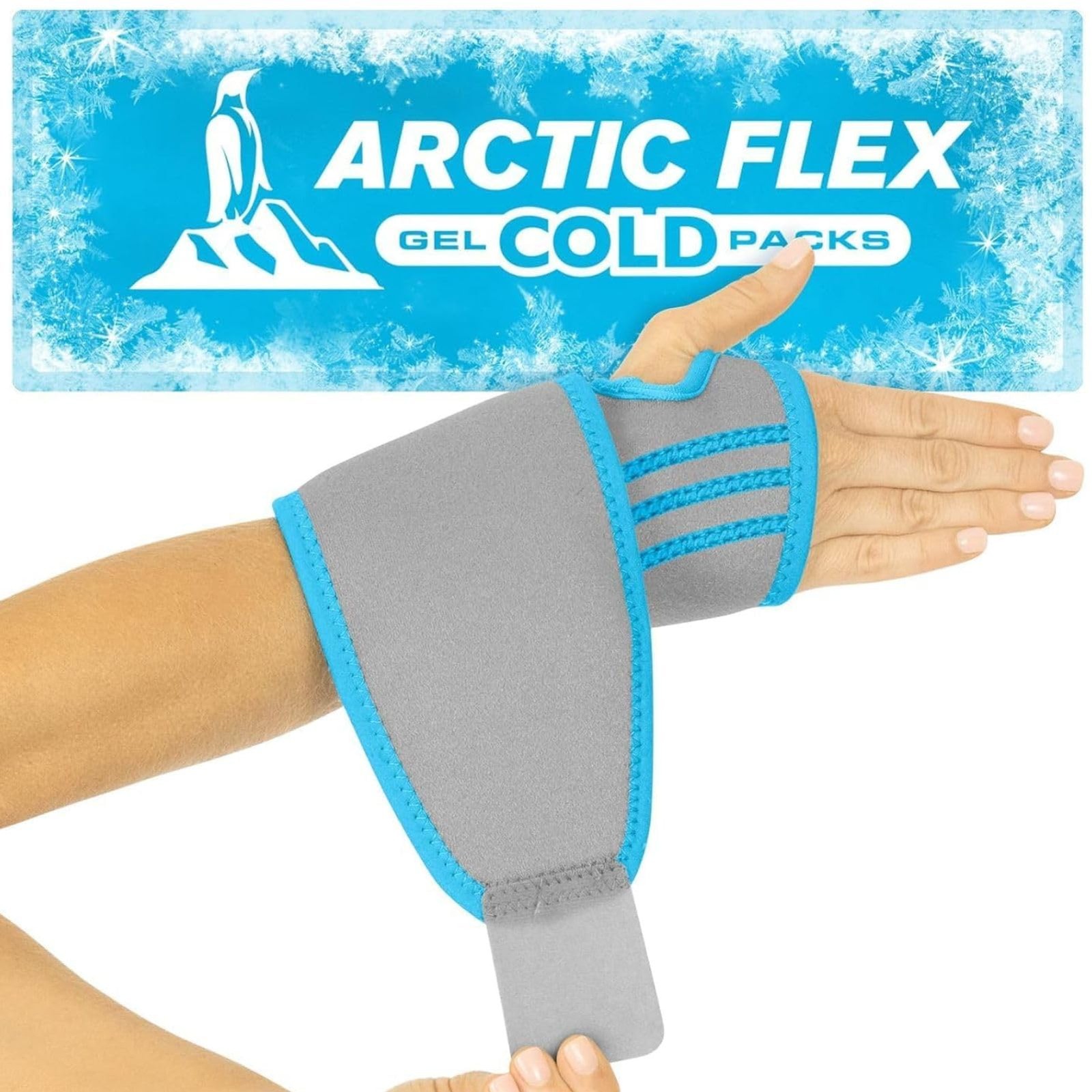 Arctic Flex Wrist Ice Pack Wrap – Refreezable Gel 1 Count (Pack of 1), Gray