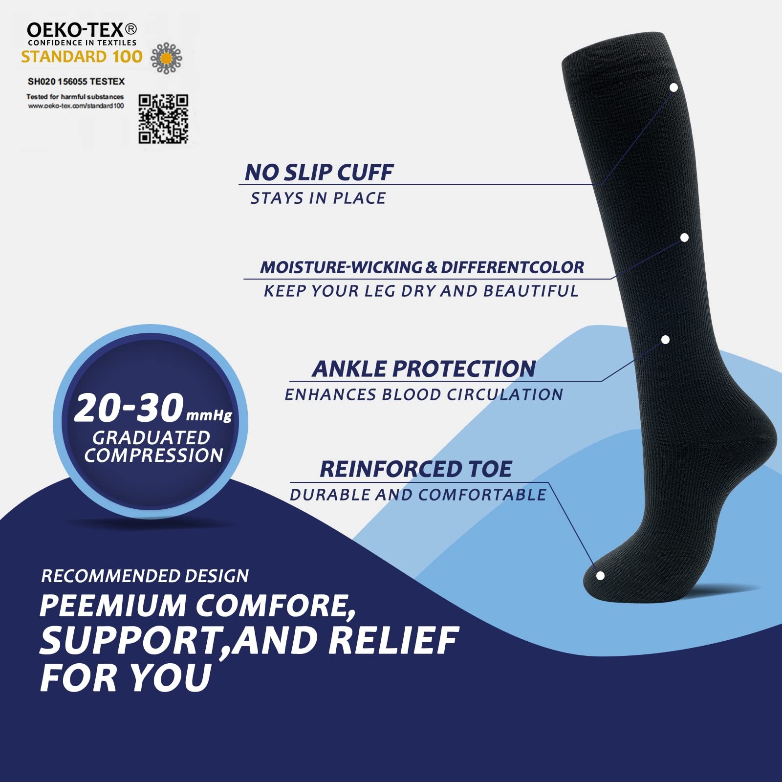 8 Pairs Compression Socks for Men & Women 20-30 mmHg Knee High Nurse Pregnant…