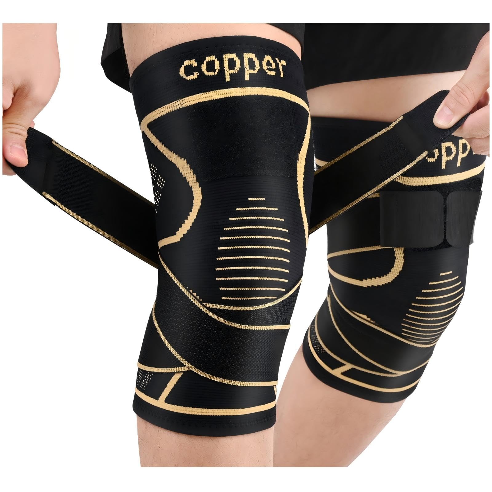 JHVW Copper Knee Brace for Women Men 2-Pack, Compression Medium,