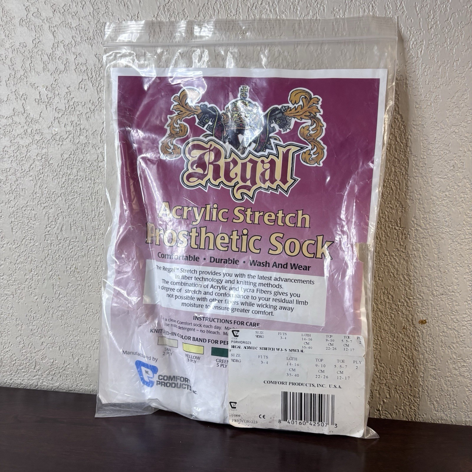 Regal Acrylic Stretch Prosthetic Sock 5 Size WDRG Fits 3-4 – 14”-16” PSRWDRG23