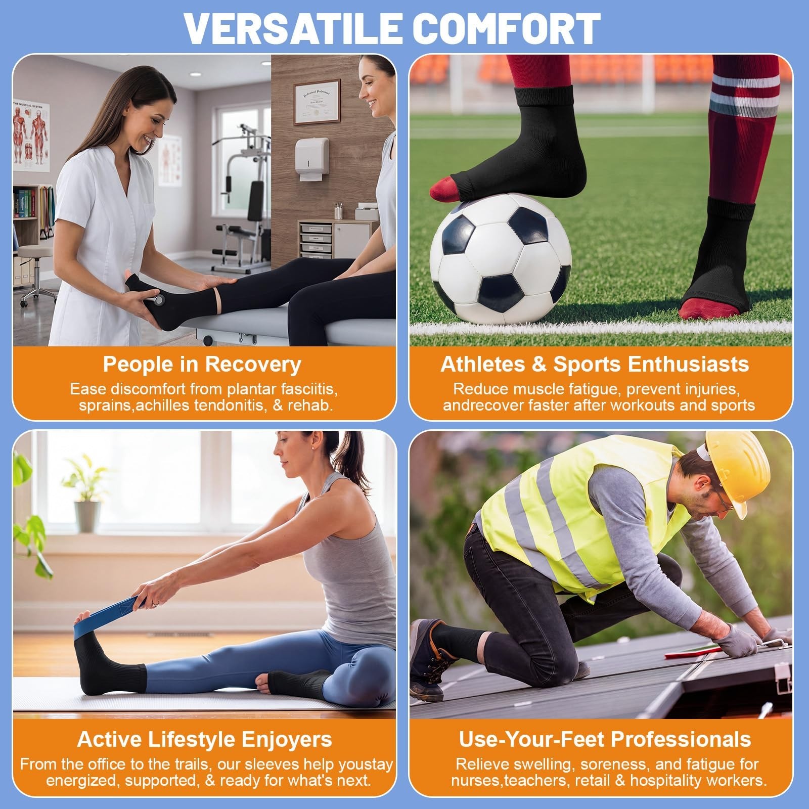 24 Pairs Ankle Brace Compression Sleeves for Plantar Fasciitis & Achilles Pain R