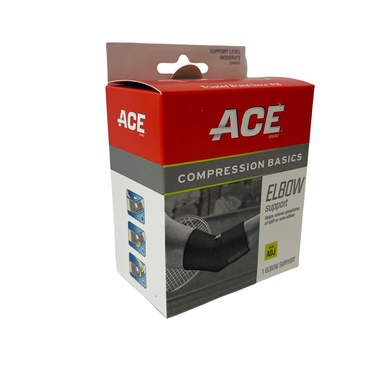 Ace Compression Basics Elbow Support Adjustable Size 3M Left Or Right New Black