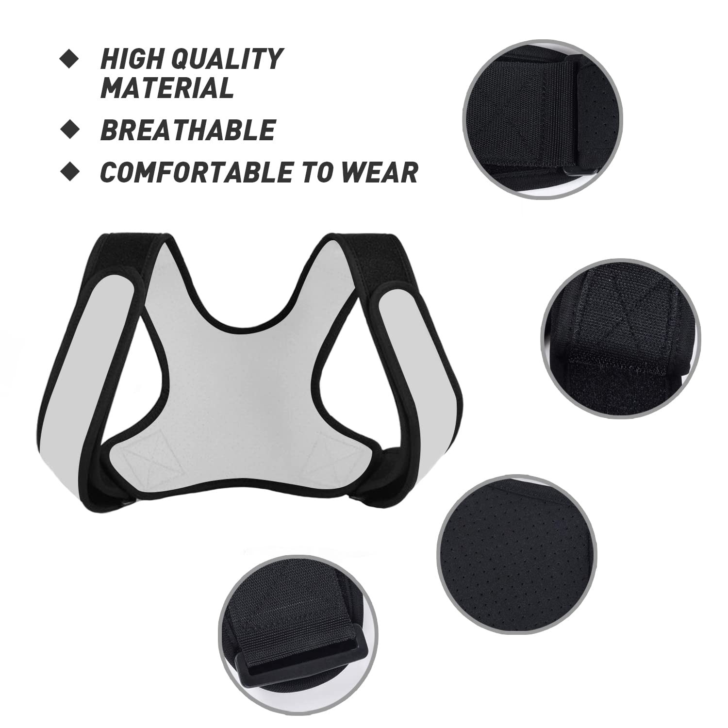 EGLGCC Back Brace Straightener Posture Corrector for Women and Black Grey