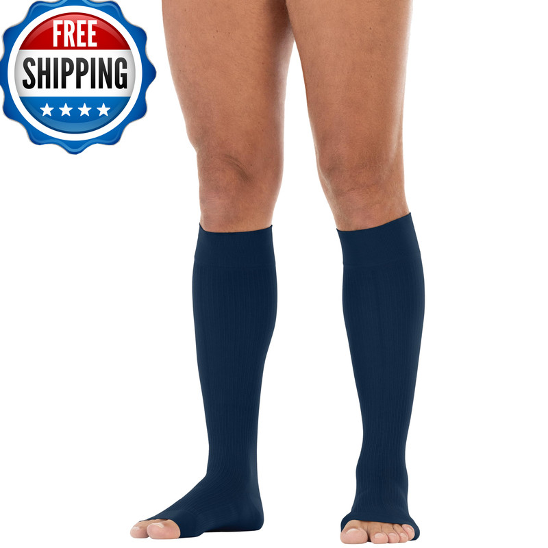 Jobst Formen Compression Socks 15-20 Mmhg Knee High Softfit Band Open Toe Navy
