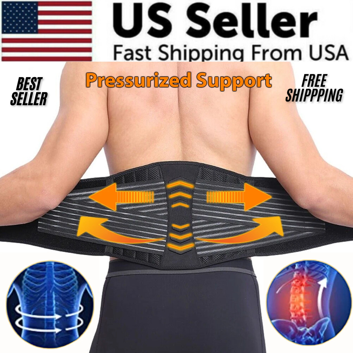 Lower Back Support Brace Lumbar Waist Belt Double Pull Breathable Belt Men Women