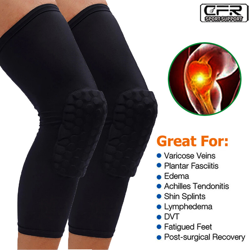 Compression Long Sleeve Support Leg Knee Pad Brace Guard Men Women Sport Pain