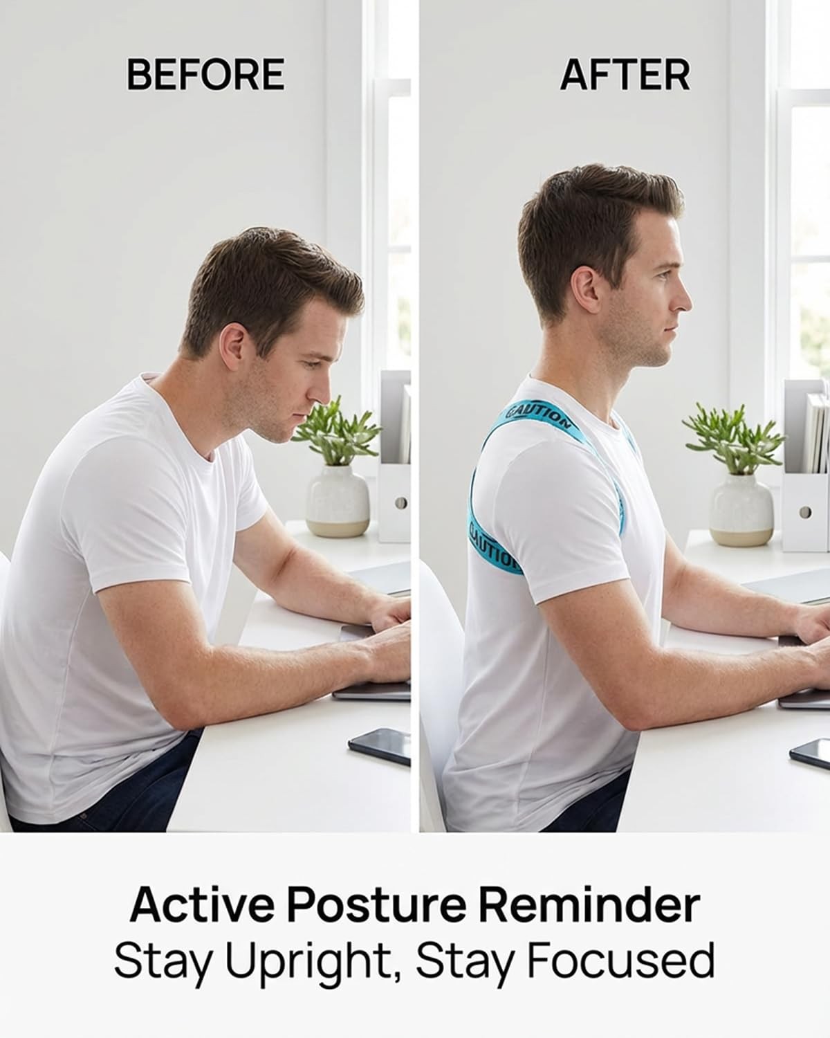 ® 1/8″ Ultra-Slim Invisible Posture Corrector For Men, High-Airflow Breathabl…