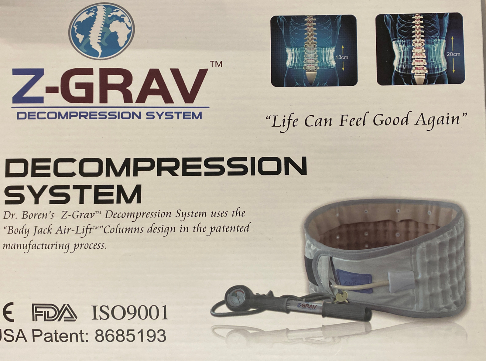 Z-Grav Decompression System Belt For Back Pain Relief Size XL