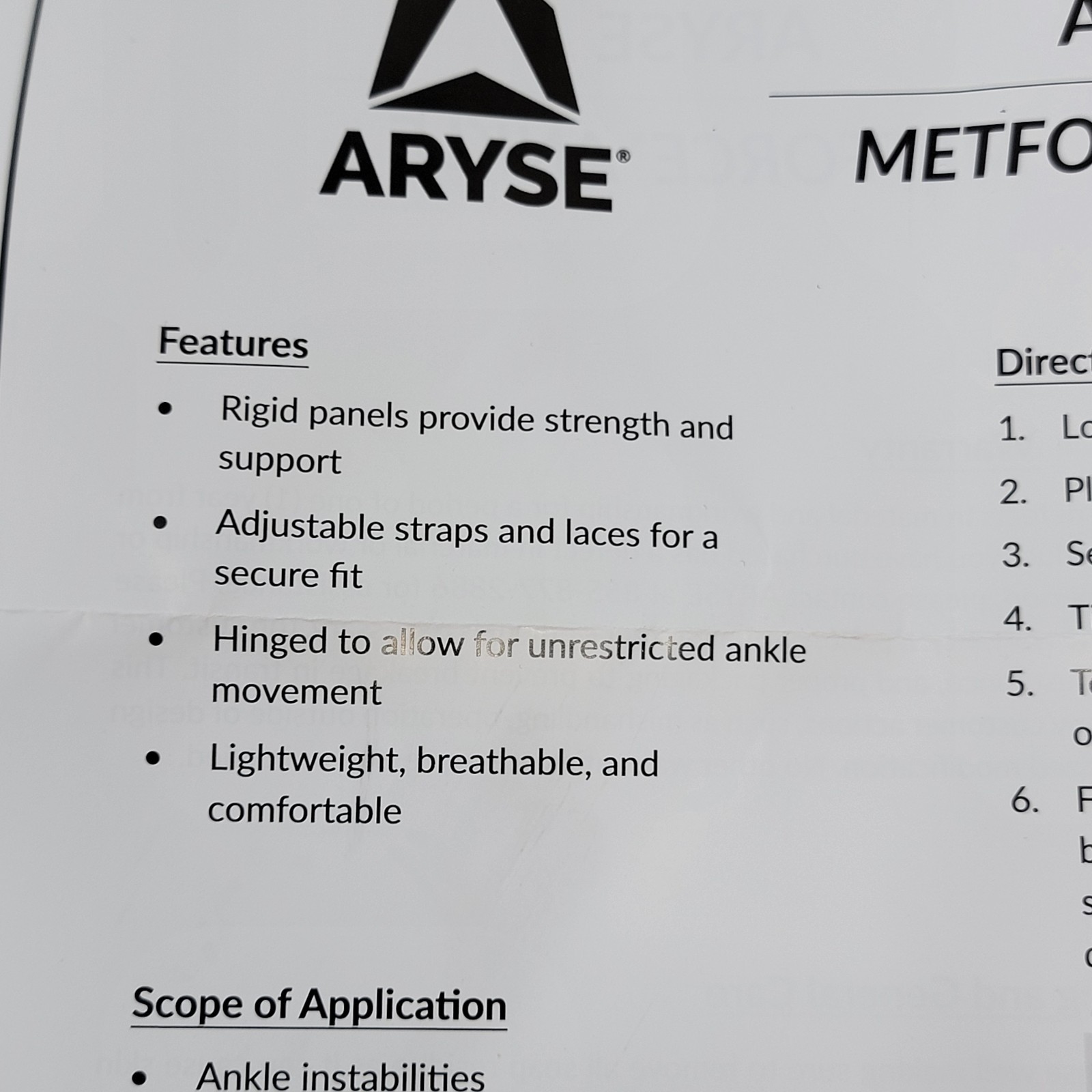 New! ARYSE AY-06-102R Medium Right – Metforce Hinged Ankle Brace M-R Black