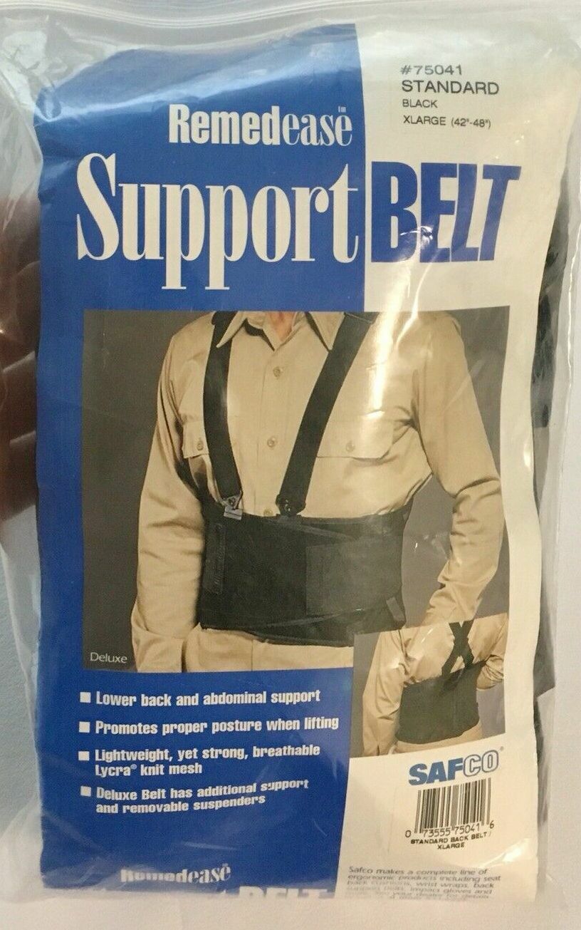 Safco 75041 Remedease Standard Back Support Belt Black X-Large Fits Waist 42-48