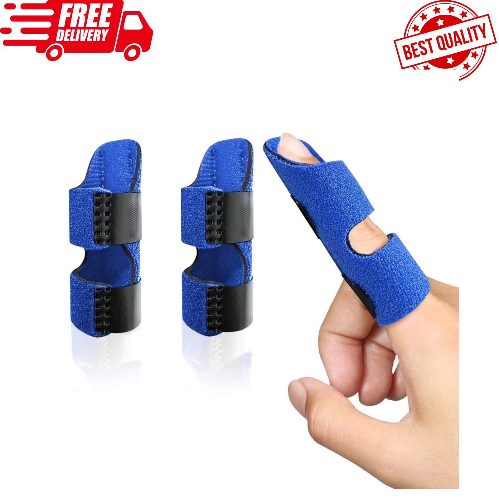2 Pack Finger Splints – Trigger Brace for Pain Sprain Arthritis Relief (Blue)