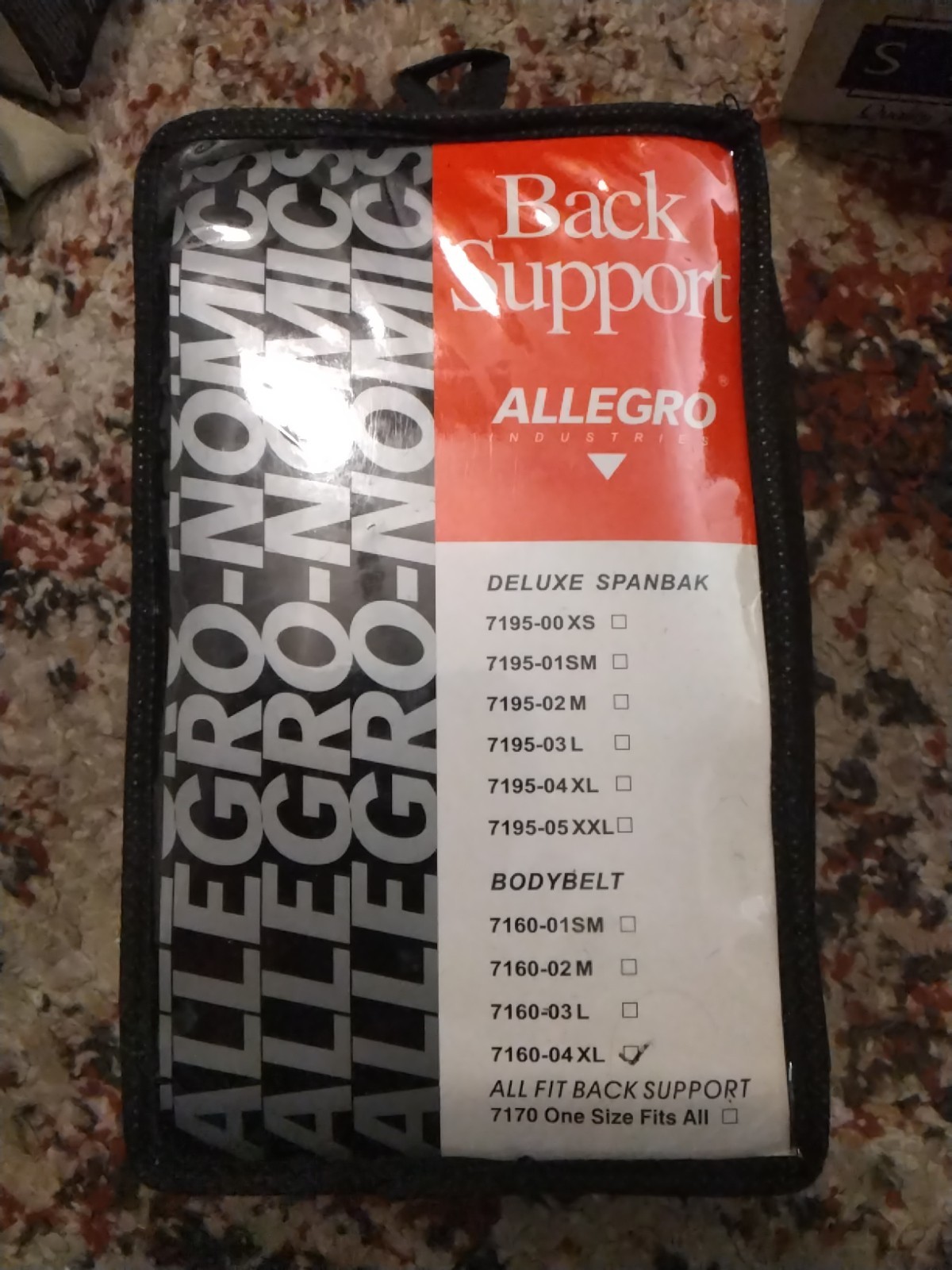 Allegro 7160-04 XL Back Support,Breathable,Suspender,