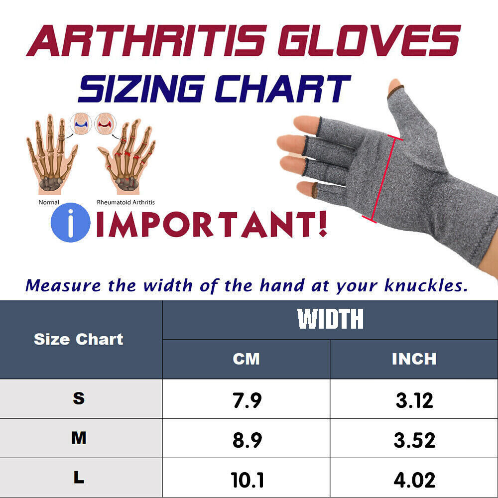 Pair Copper Anti Arthritis Gloves Hand Support Pain Relief Finger Compression P6