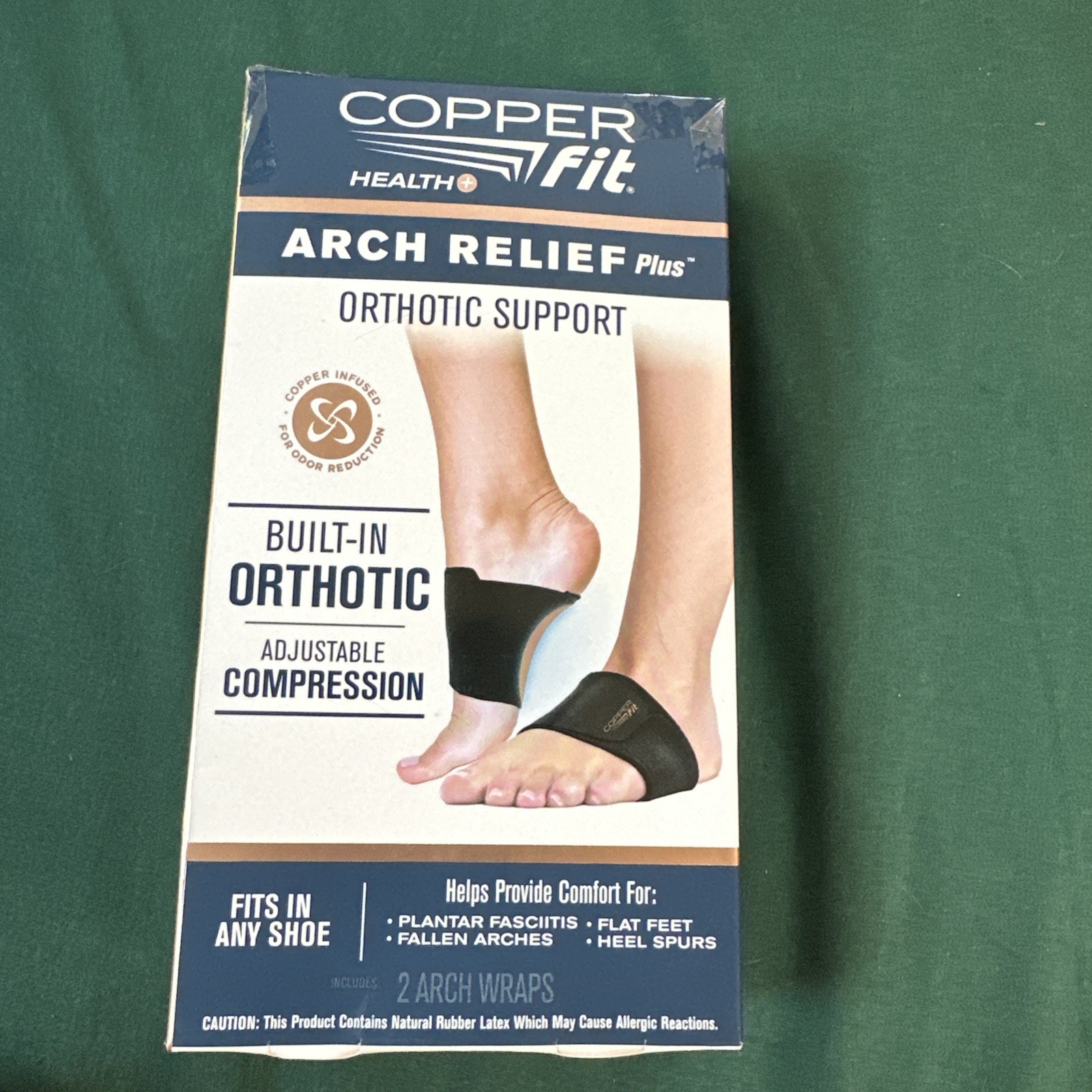 Copper Fit Health Unisex Arch Relief Plus Built In Orthotic Support Black One Sz