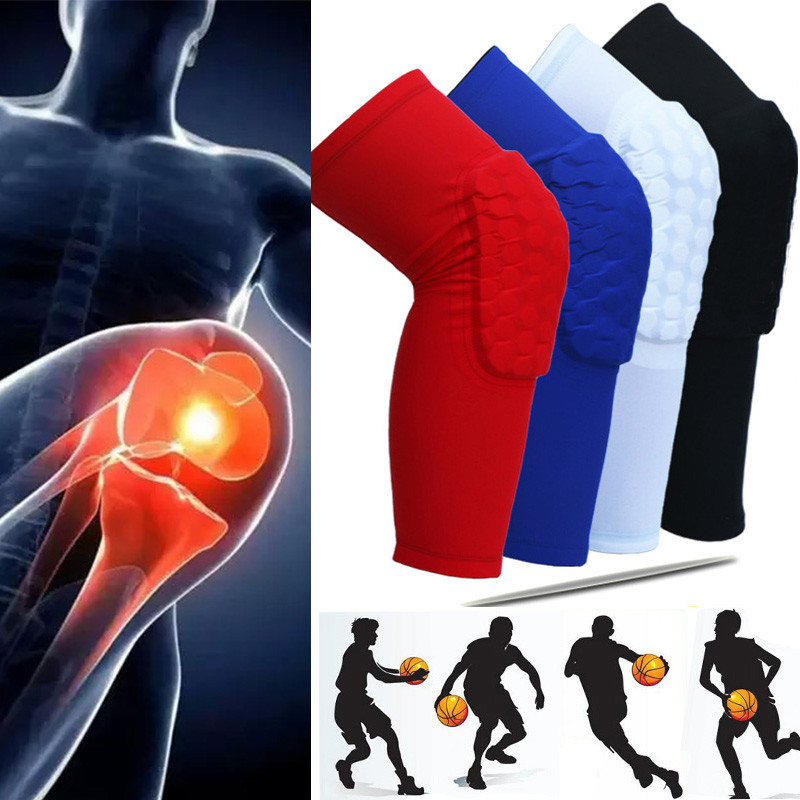 Honeycomb Pad Basketball Knee Support Leg Long Compression Sleeve Socks Brace US