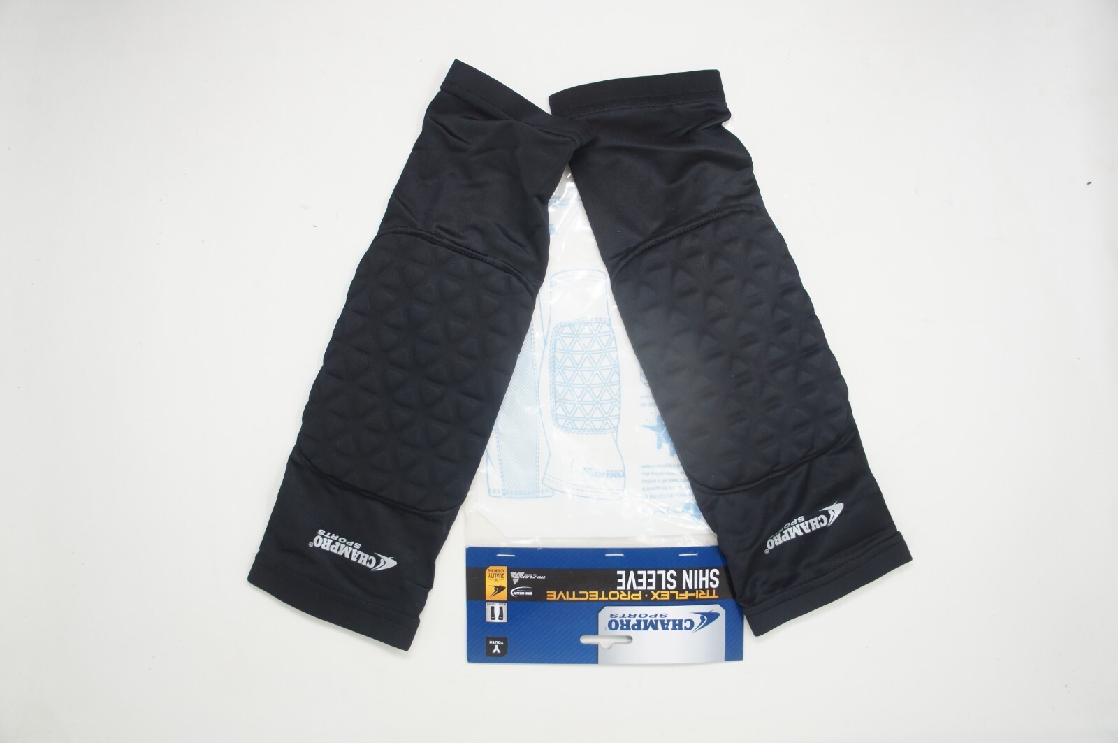 Champro Shin Sleeve Black, Tri-Flex Protection, Moisture Wicking, Size Youth