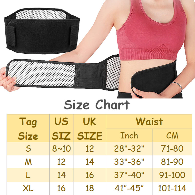 Self Heating Magnetic Back Support Lumbar Lower Back Brace Belt Pain Relief Belt