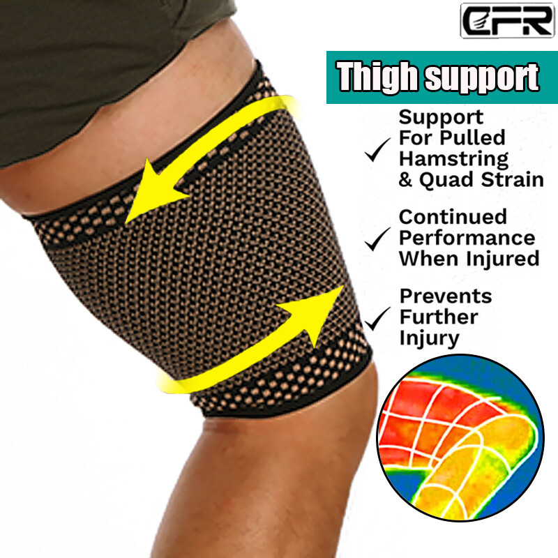 Copper Compression Thigh Hamstring Support Sleeve Brace Sport Upper Leg Pain BML