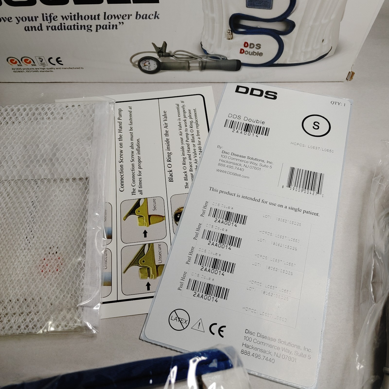 DDS DOUBLE Disc Disease Solutions Back Brace Size Small Spinal Air Decompression