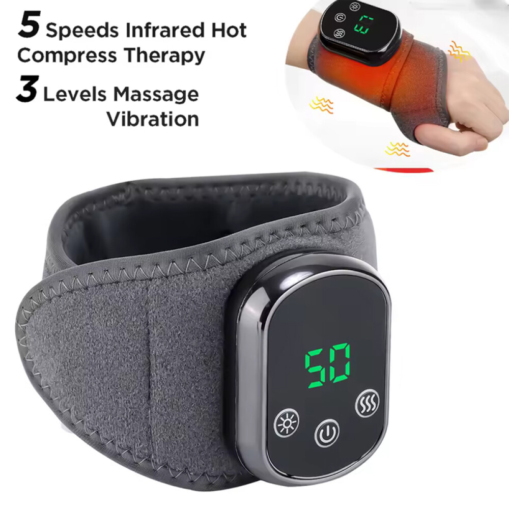 Electric Infrared Heated Wrist Wrap Brace Hand Massage Vibration for Pain Relief