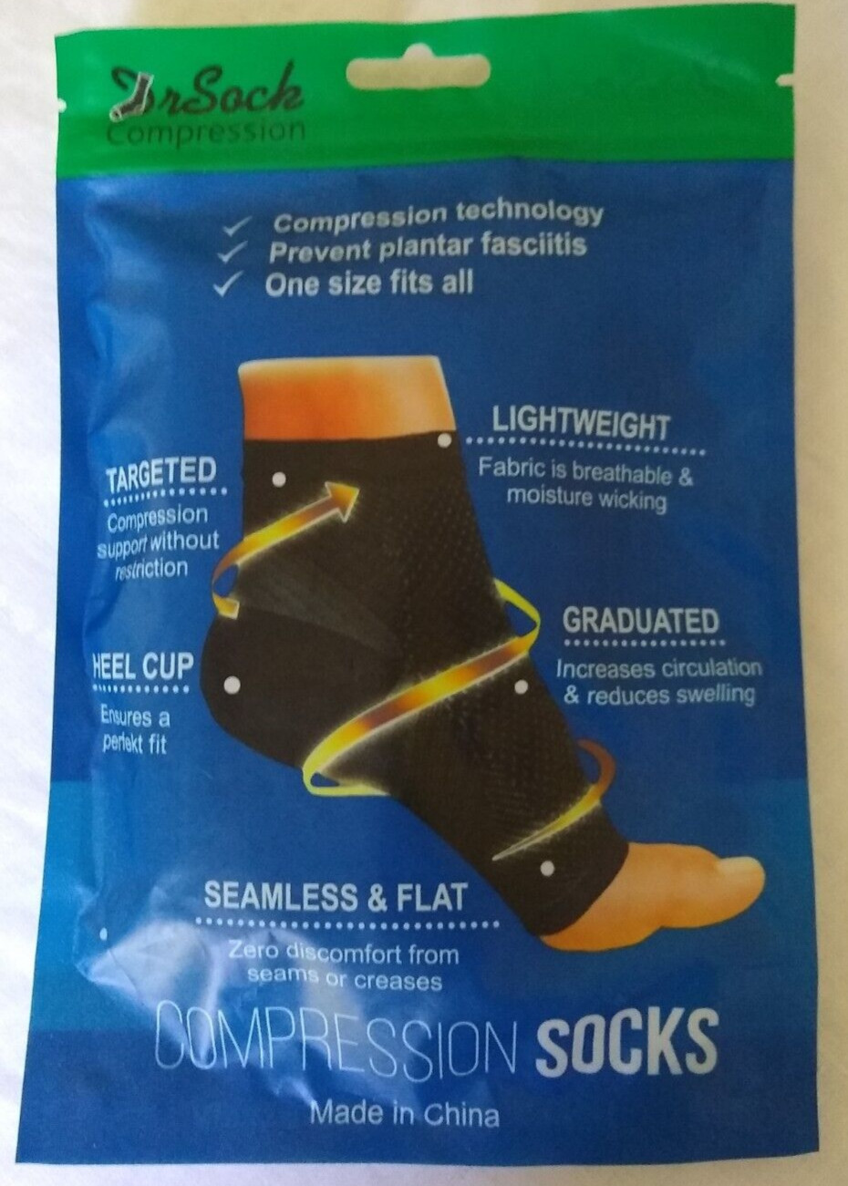2 Packs Dr Sock Compression Socks One Size Fits All Prevent Plantar Fascitis NIP