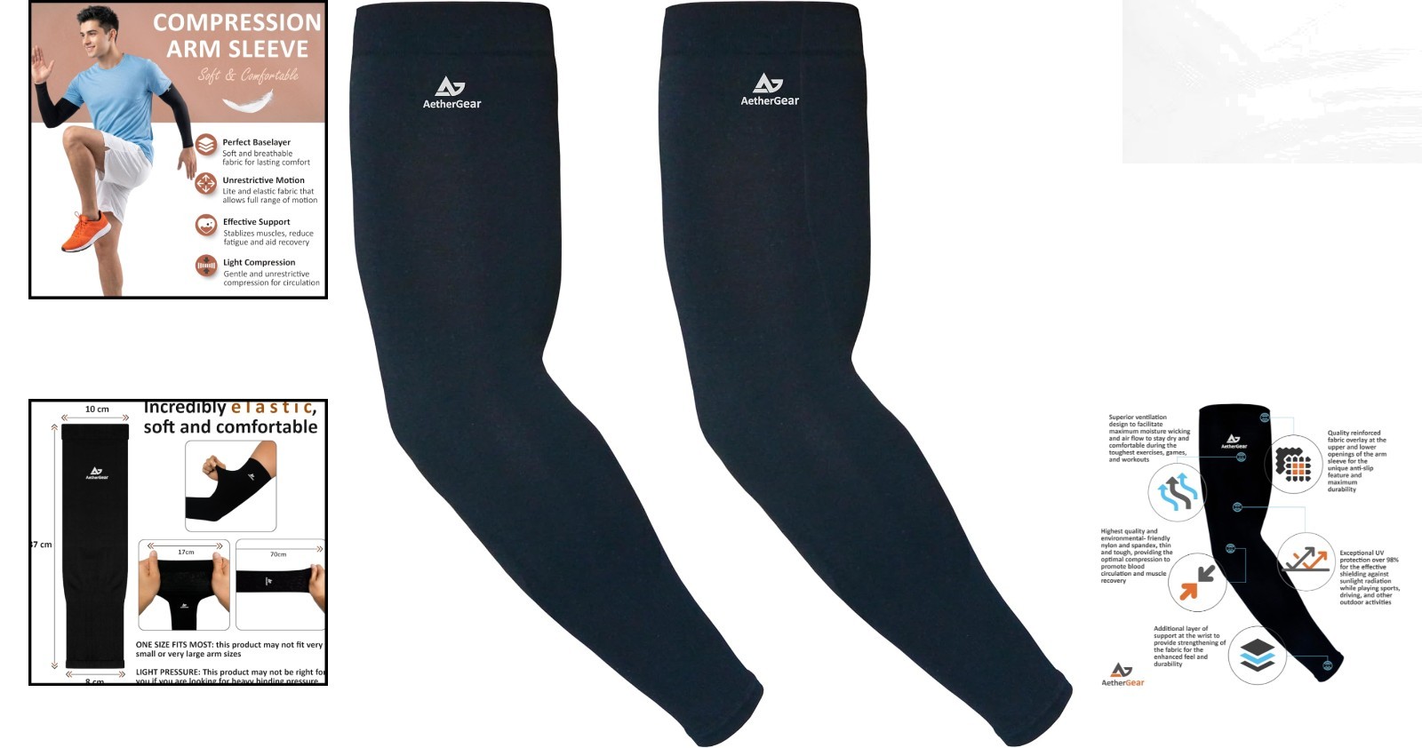 High-Performance 2-Pack Compression Arm Sleeves – Supports Sports & UV Shielding