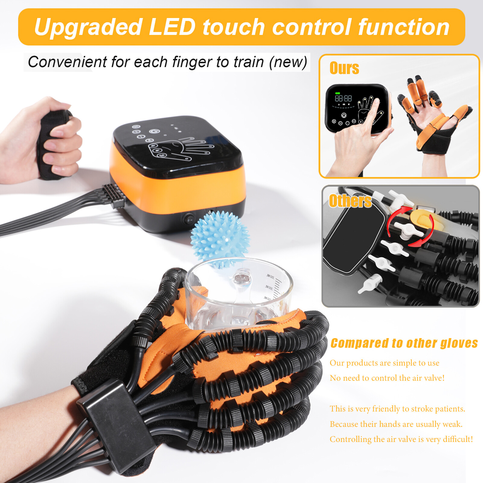 Finger Exerciser & Hand Strengthener Rehab Rehabilitation Robotic Therapy Gloves