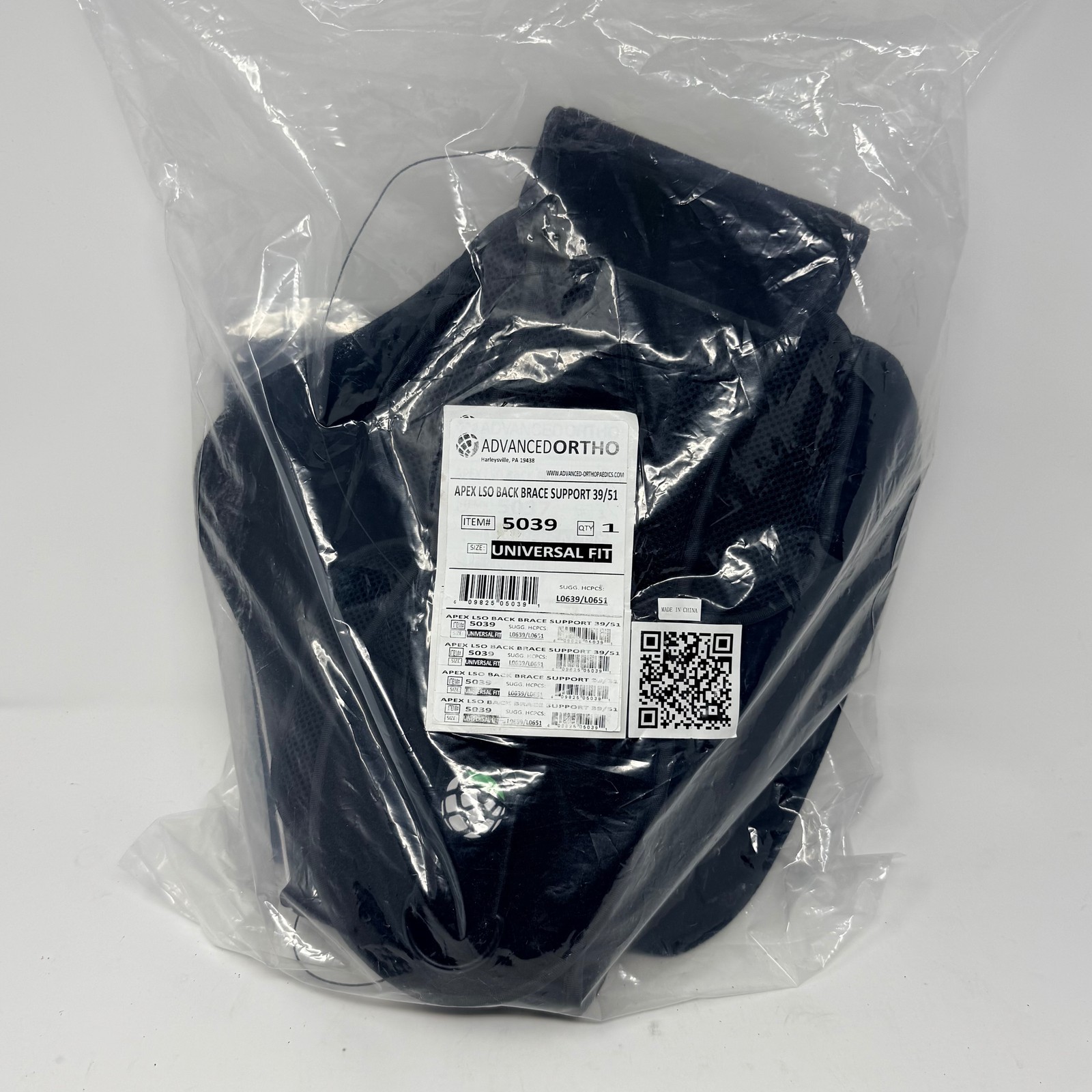 Advanced Ortho Apex Lso Back Brace Support 39 51 Universal Fit Model 5039 Black