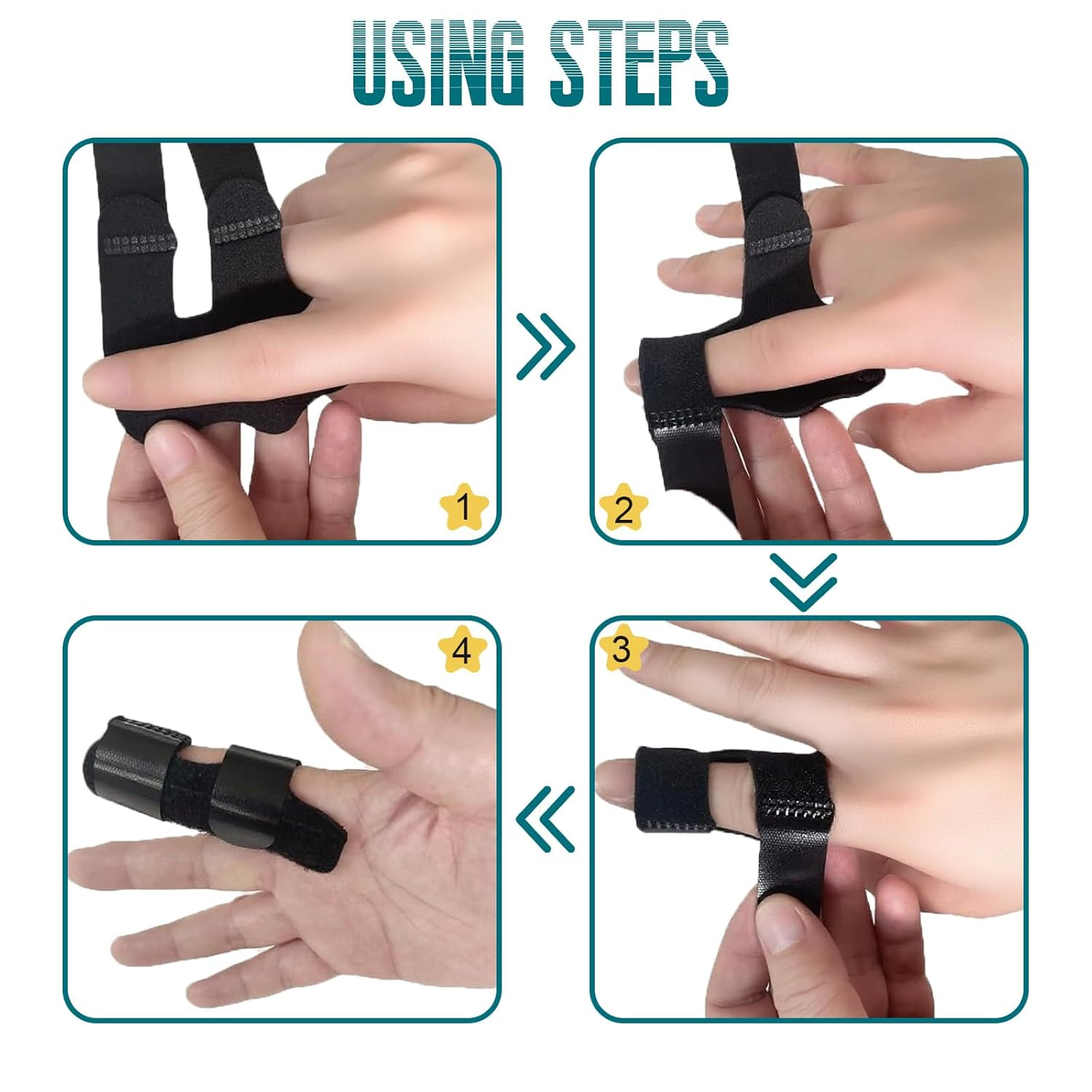 Finger Splint, Black, 2Pcs Trigger Finger Splint Brace | for Injuried Middle, In