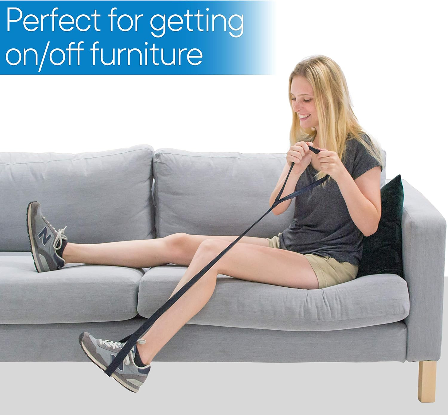 RMS Premium Leg Lifter with Hand Strap and Foot Loop, 35 Inch, Leg Lifter Strap