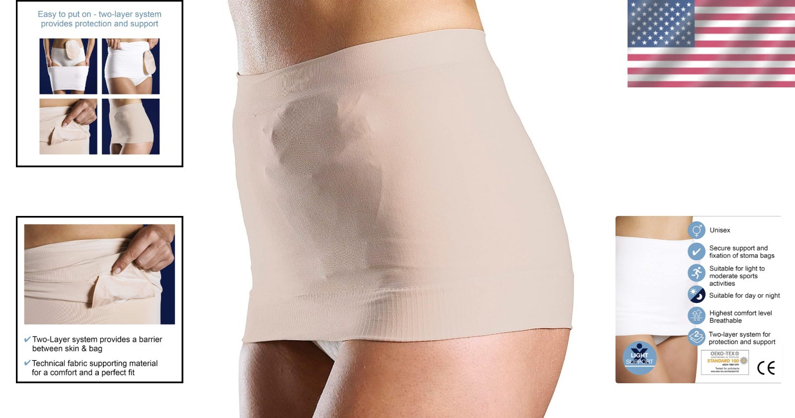 Beige StomaSafe Plus Ostomy Support Garment