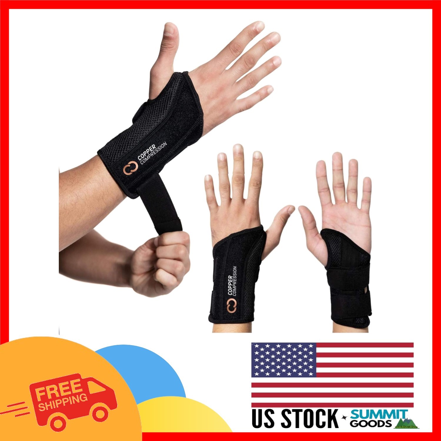 Right Hand Copper Infused Wrist Support – Adjustable Splint for Arthritis Relief