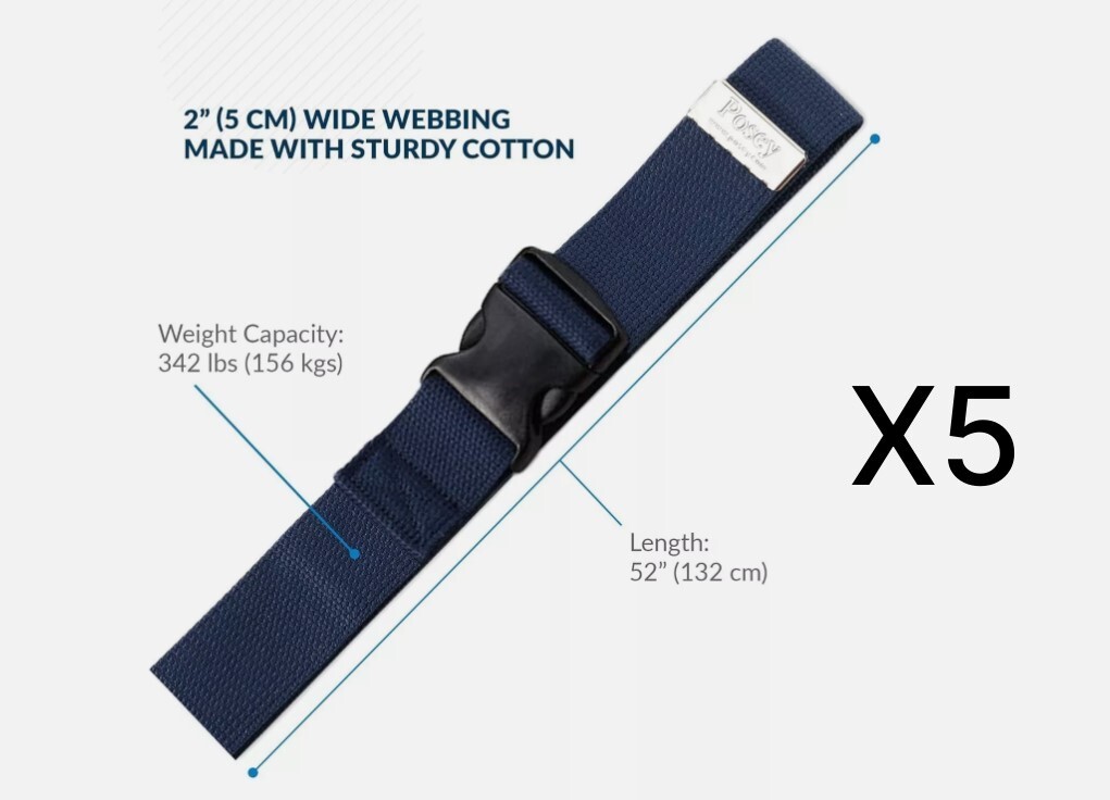 Lot of 5 TIDI Posey 6528Q Navy Blue 52″ Walking & Gait Belt