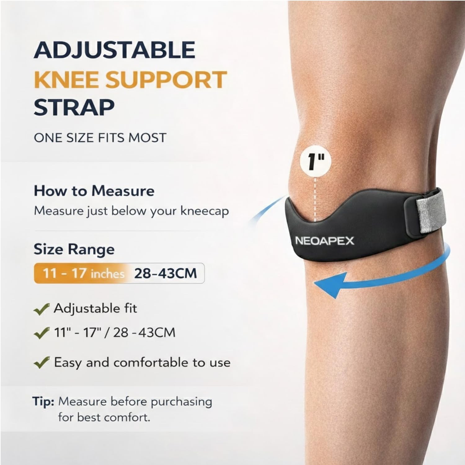 2-Pack Silicone Patellar Tendon Support Strap, Adjustable Knee Pain Relief Br…