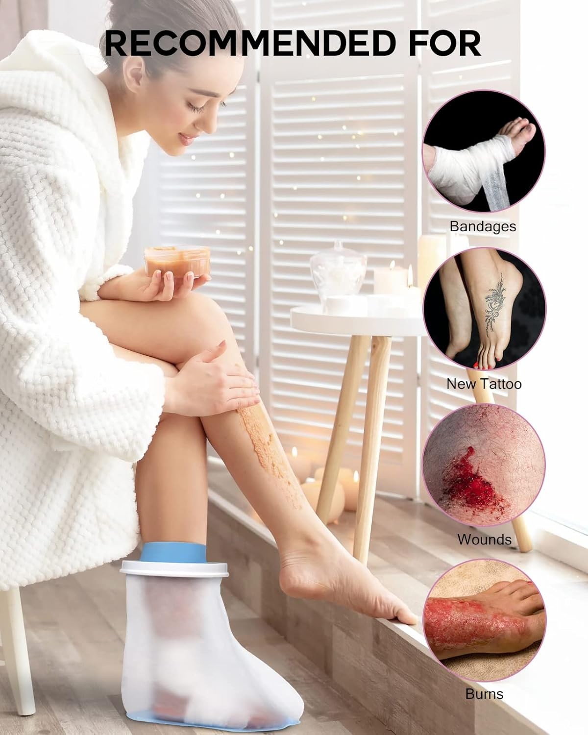 Waterproof Adult Foot Cast Cover NonSlip Bottom Shower Protection Foot Cover